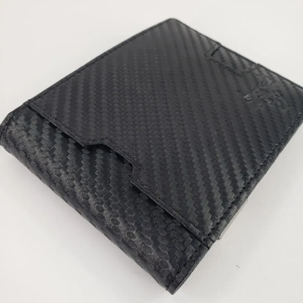 BULLMIND Black Bifold Wallet Bull Slim Thin Minimalist with Money Clip Gift Box